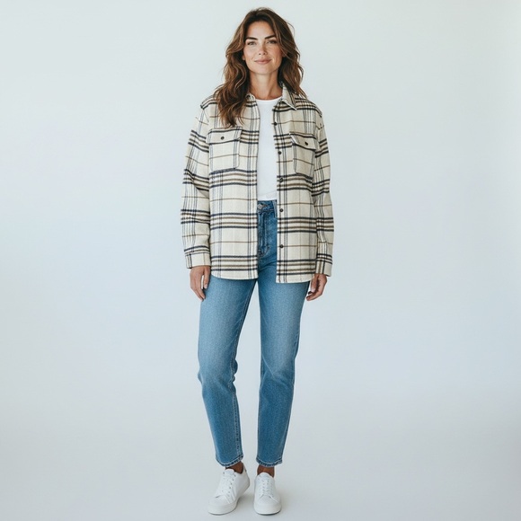 Forever 21 Multicolor Women's Oversized Plaid Flannel Jacket Size M - Picture 2 of 8